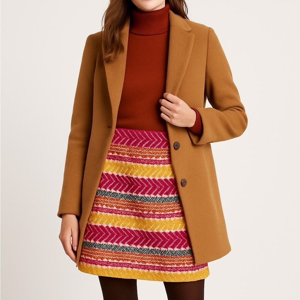Anthropologie Nomad by Morgan Carper Jacquard Mini Skirt Striped Multicolor M